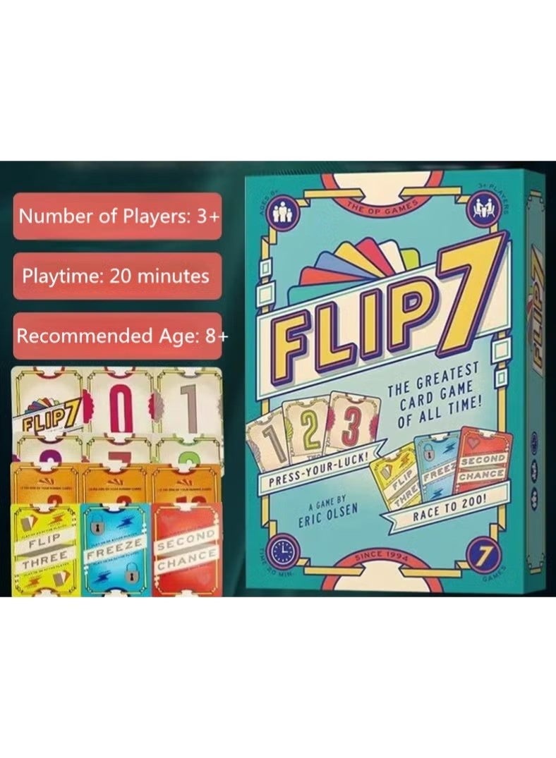 Flip فليب 7، التركيبة المثالية بين المخاطرة والاستراتيجية، لعبة ورق سريعة الإيقاع ومدمنة، سهلة التعلم والتعليم، مثالية لليالي الألعاب، من 3 لاعبين وما فوق، للأعمار من 8 سنوات وما فوق، وقت اللعب 20 دقيقة - Image 1